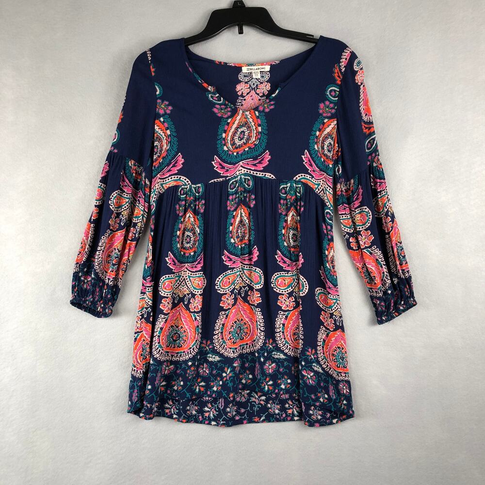 Billabong Puff Sleeve Top Women's Medium Blue